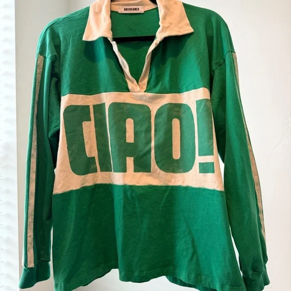 Daydreamer Green and White Rugby Shirt - Picture 3 of 11